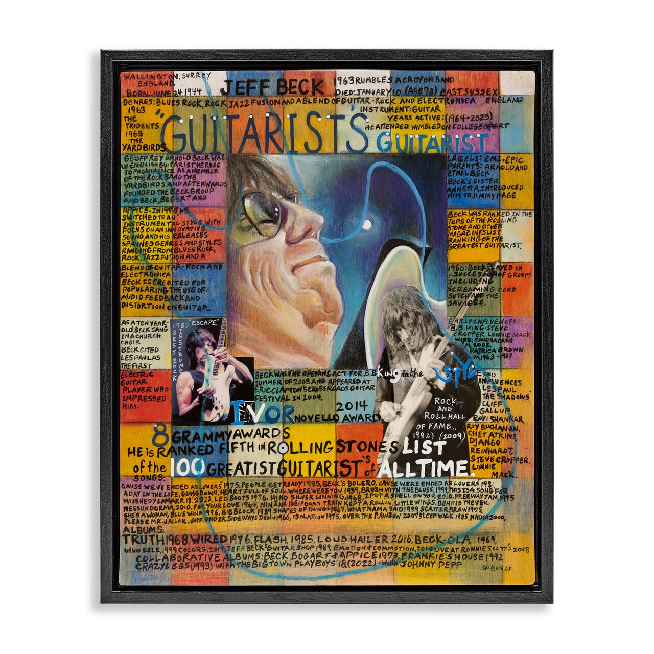 Stupell Industries Jeff Beck Collage Framed Floater Canvas Wall Art Design by Sabin